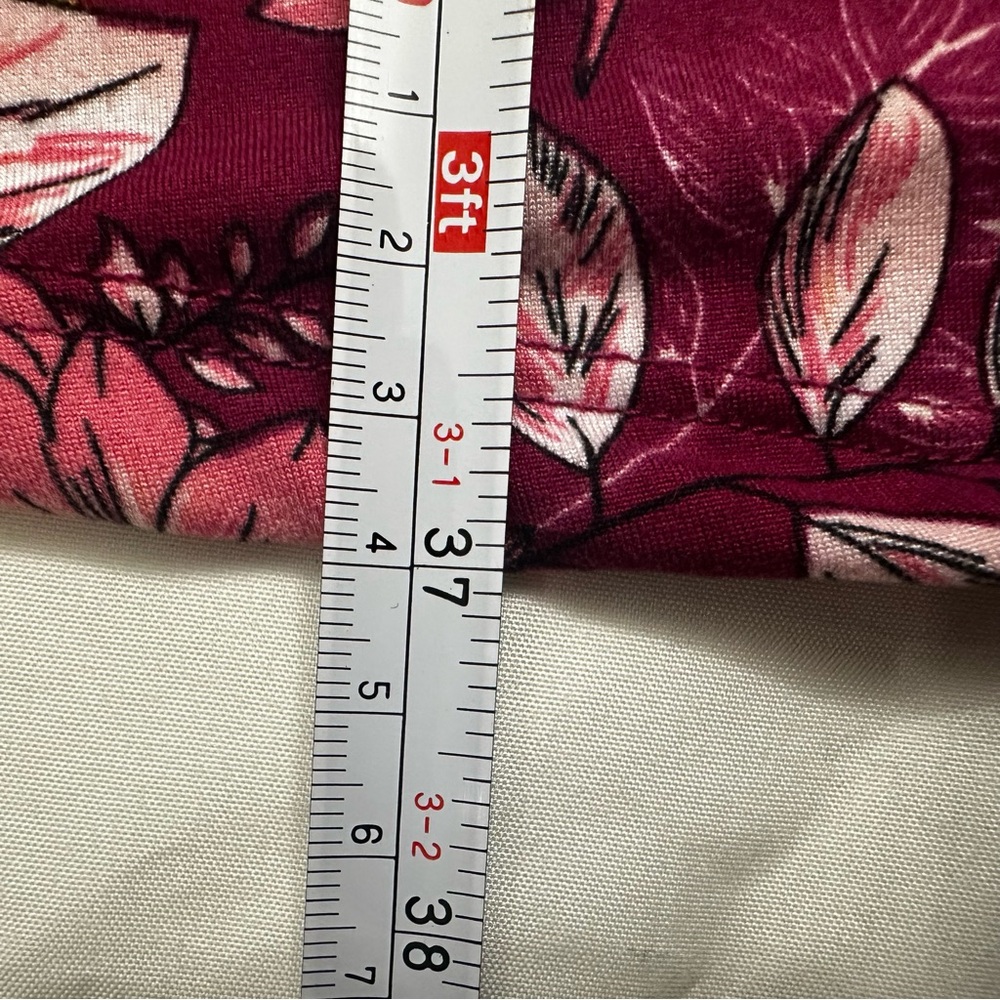French Grey Burgundy Floral Mini Dress M Sleeveless Stretch - Picture 11 of 11